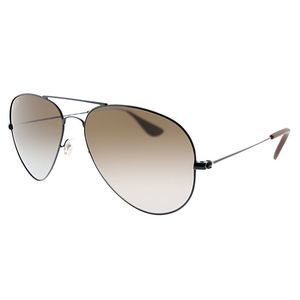 Ray-Ban RB 3558 002/T5 Black Aviator Sunglasses Brown Gradient Polarized Lens